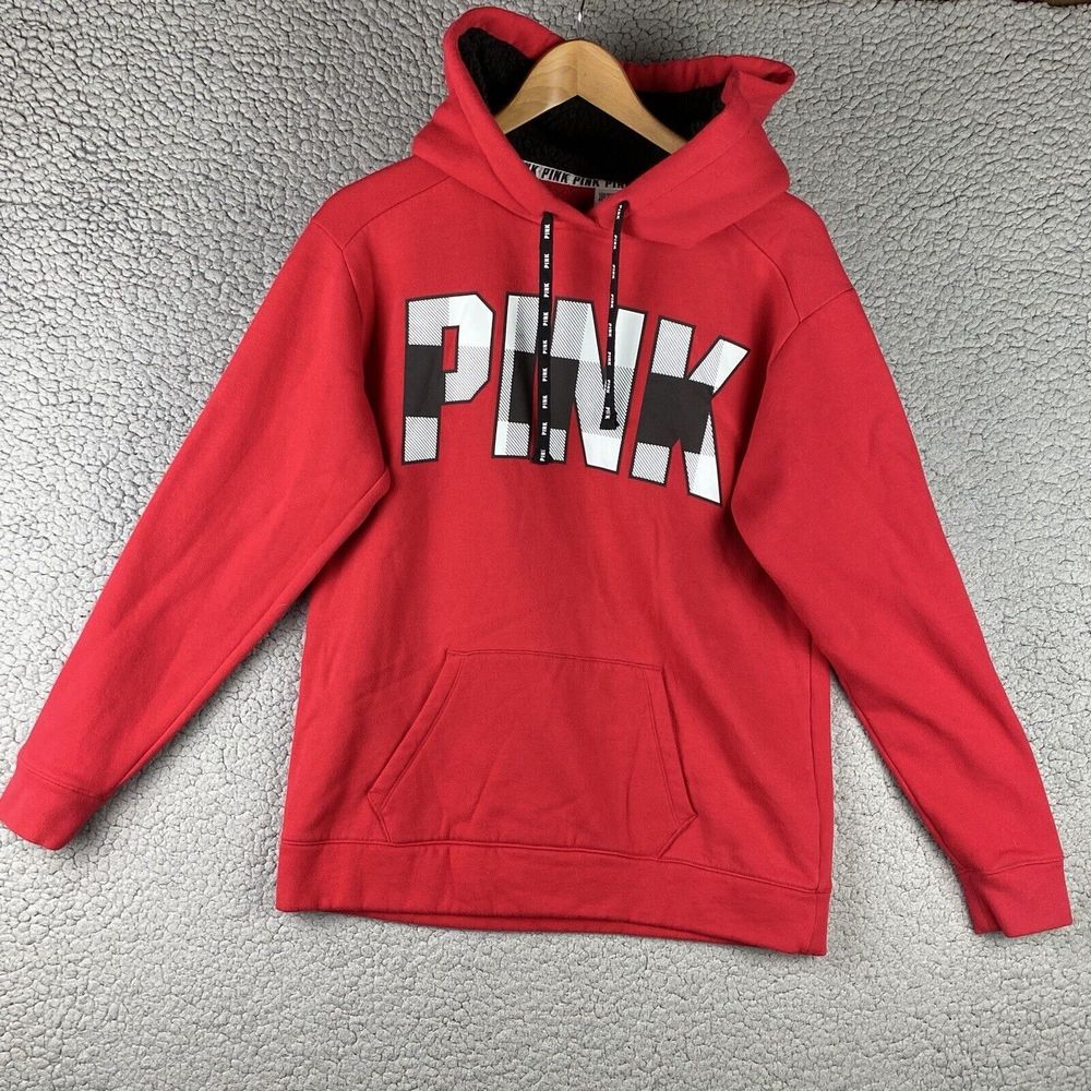 Victoria's Secret‎ PINK Campus Sherpa Lined Hood Sweatshirt Buffalo Plaid Size S